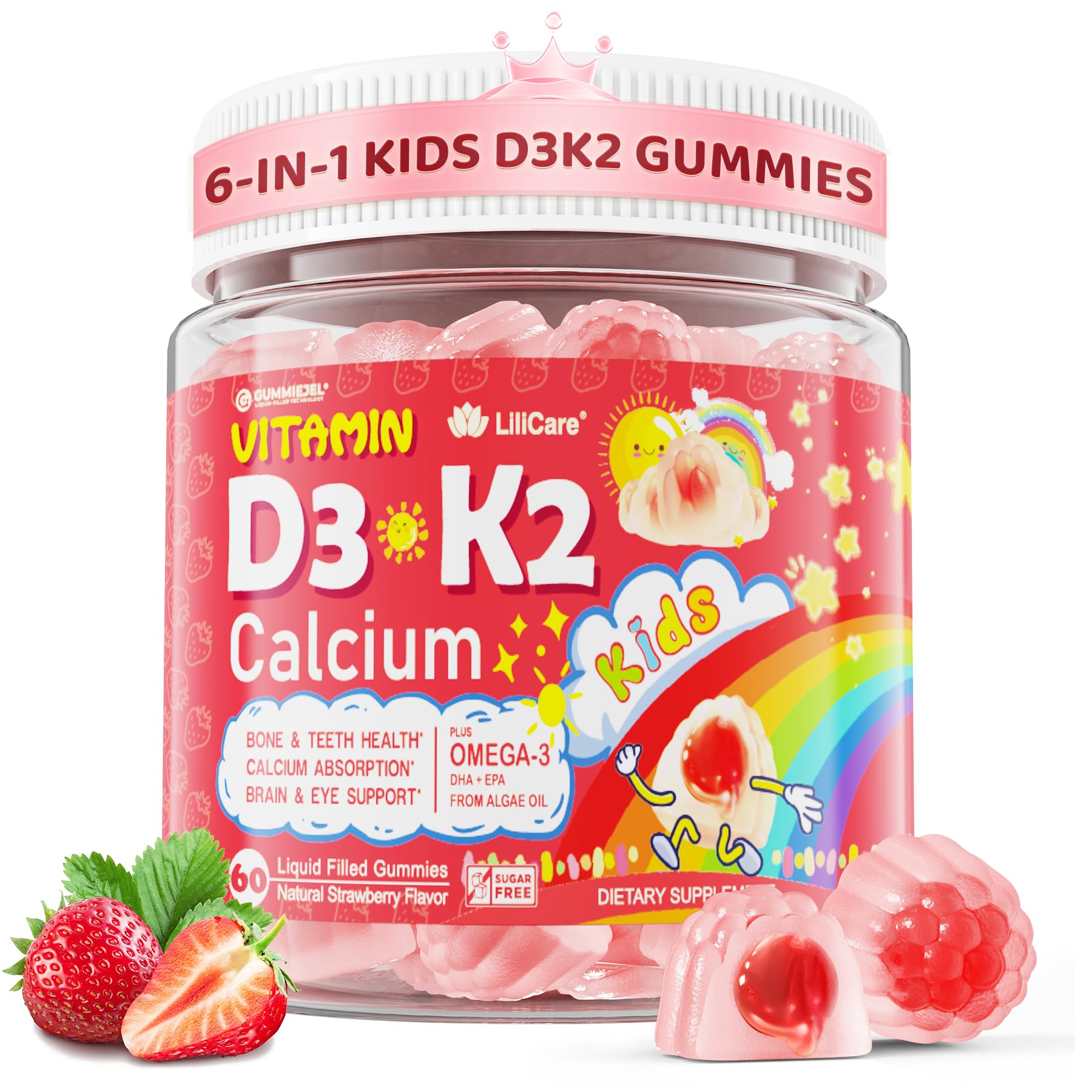 Gomitas para niños LILICARE D3 K2 con sabor fresa