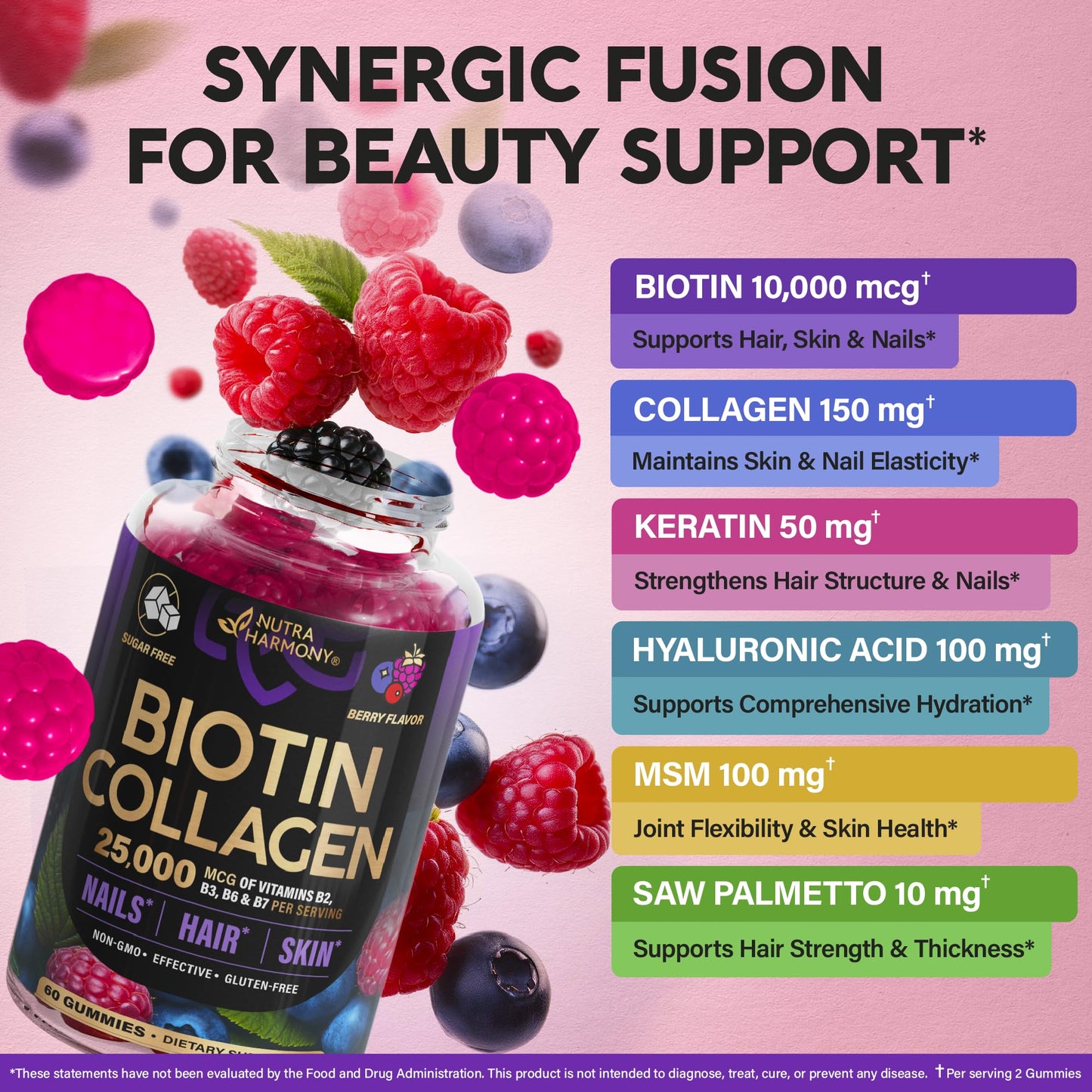 Gomitas Nutraharmony vitamina biotina colágeno para belleza