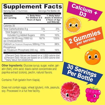 Gomitas nutricionales calcio vitamina D3 y biotina para niños WellYeah