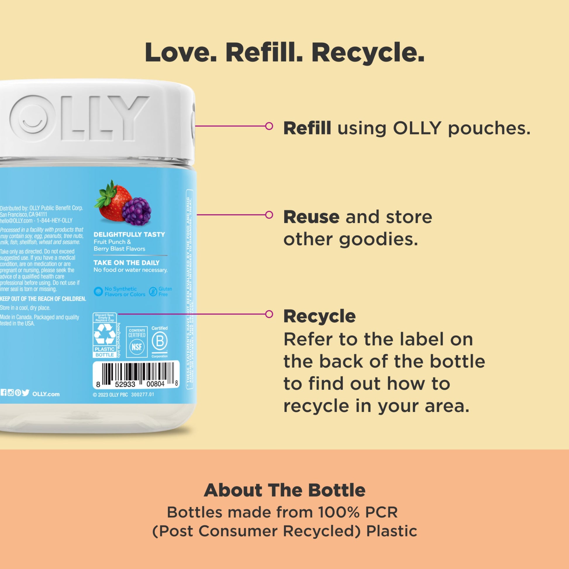 Gomitas OLLY multivitamínicas y probióticas para niños 100 unidades