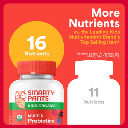 Gomitas orgánicas para niños SmartyPants con vitaminas esenciales