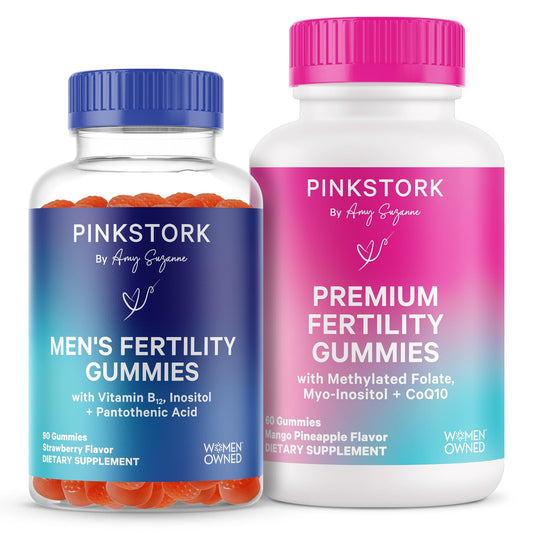 Gomitas Pink Stork para fertilidad mujeres y hombres en botella