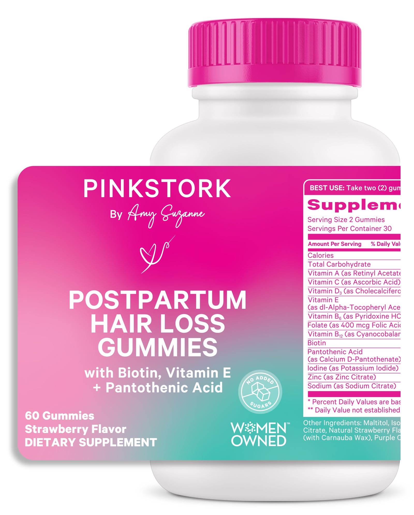 Gomitas Pink Stork para pérdida de cabello postparto vitaminas