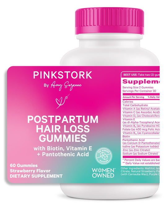 Gomitas Pink Stork para pérdida de cabello postparto vitaminas