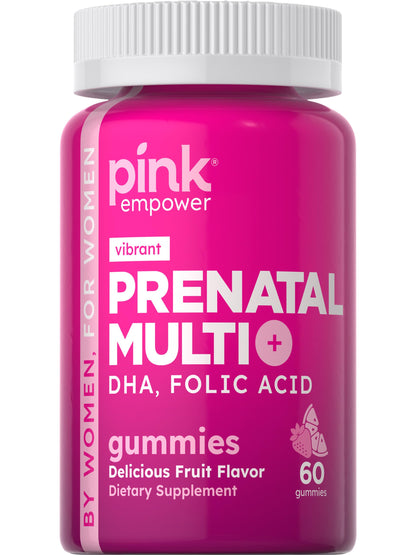 Gomitas PINK vitaminas prenatales con DHA y ácido fólico