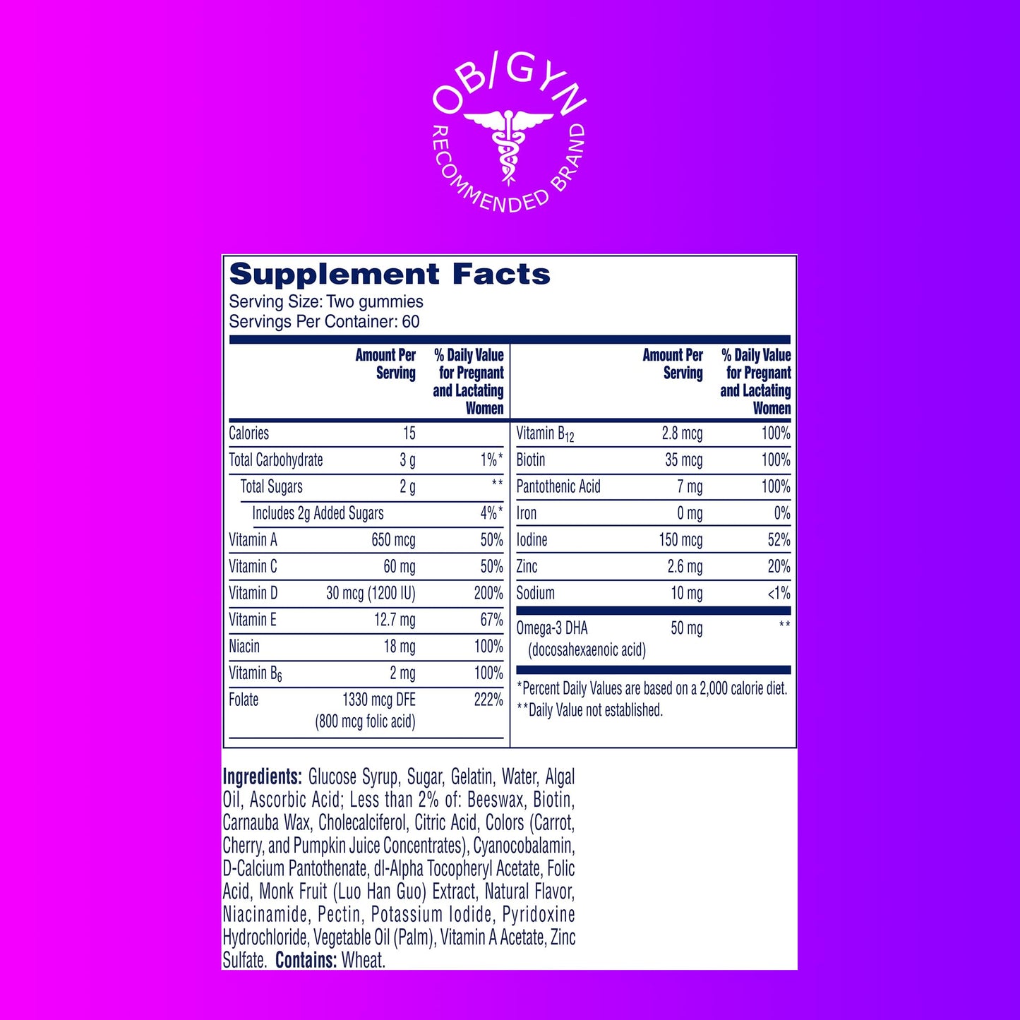 Gomitas prenatales One A Day primer plano