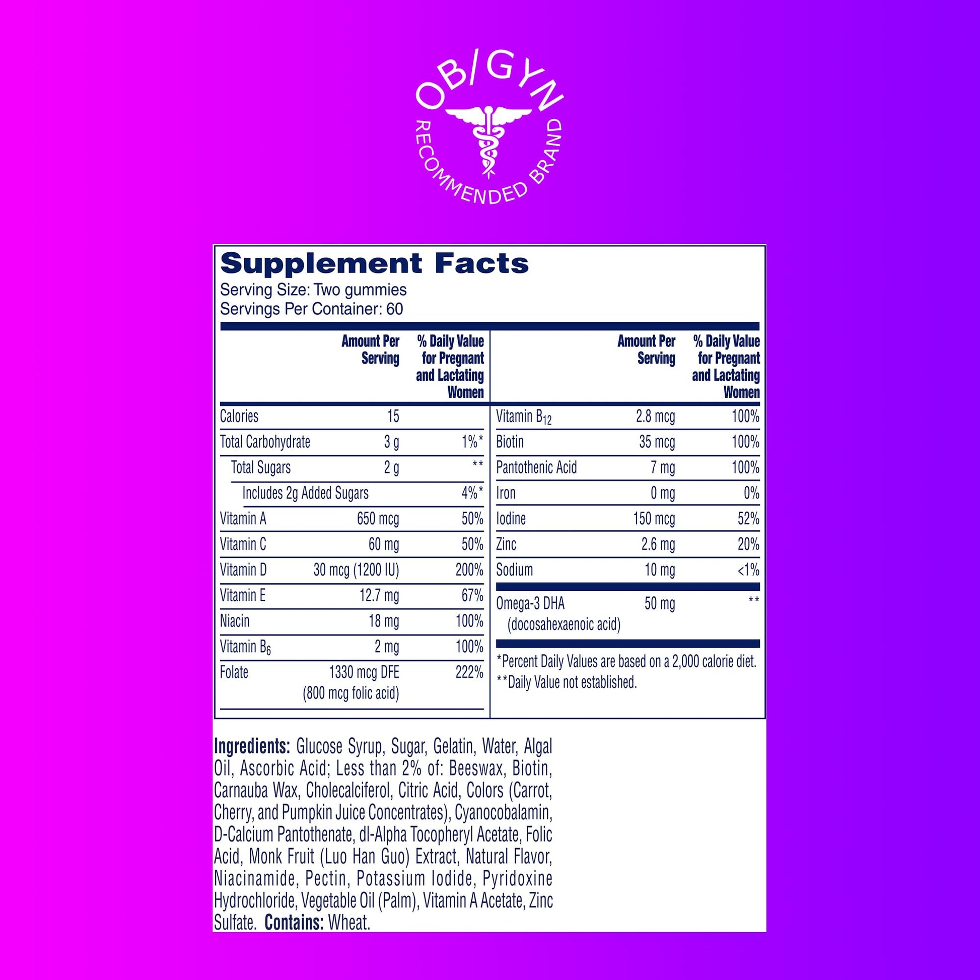 Gomitas prenatales One A Day primer plano