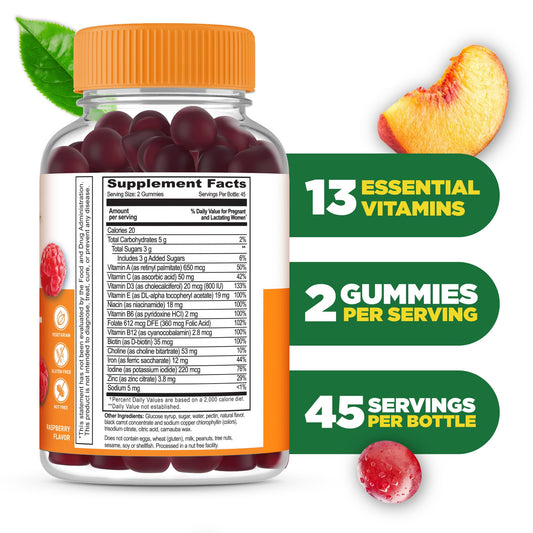 Gomitas prenatales vegetarianas sabor frutos rojos Lifeable
