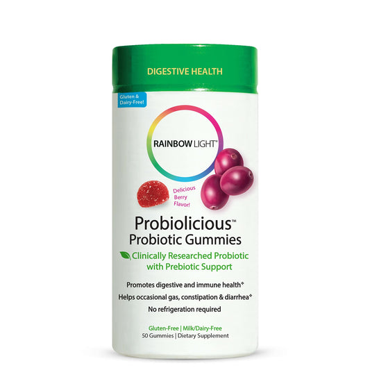 botella de gomitas probioticas rainbow light sabor baya