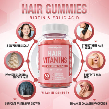 Gomitas Purely Optimal con biotina y vitaminas A y D sabor berry