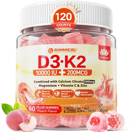 Gomitas rellenas vitamina D3 K2 LILICARE sabor durazno