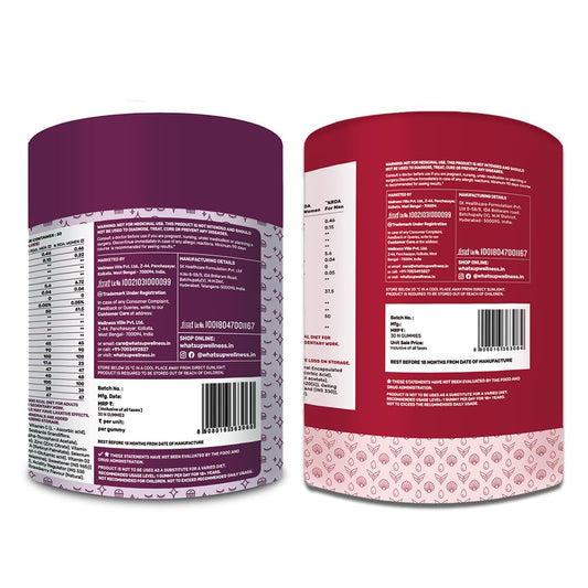Gomitas color rojo vino What's Up Wellness para piel y cabello