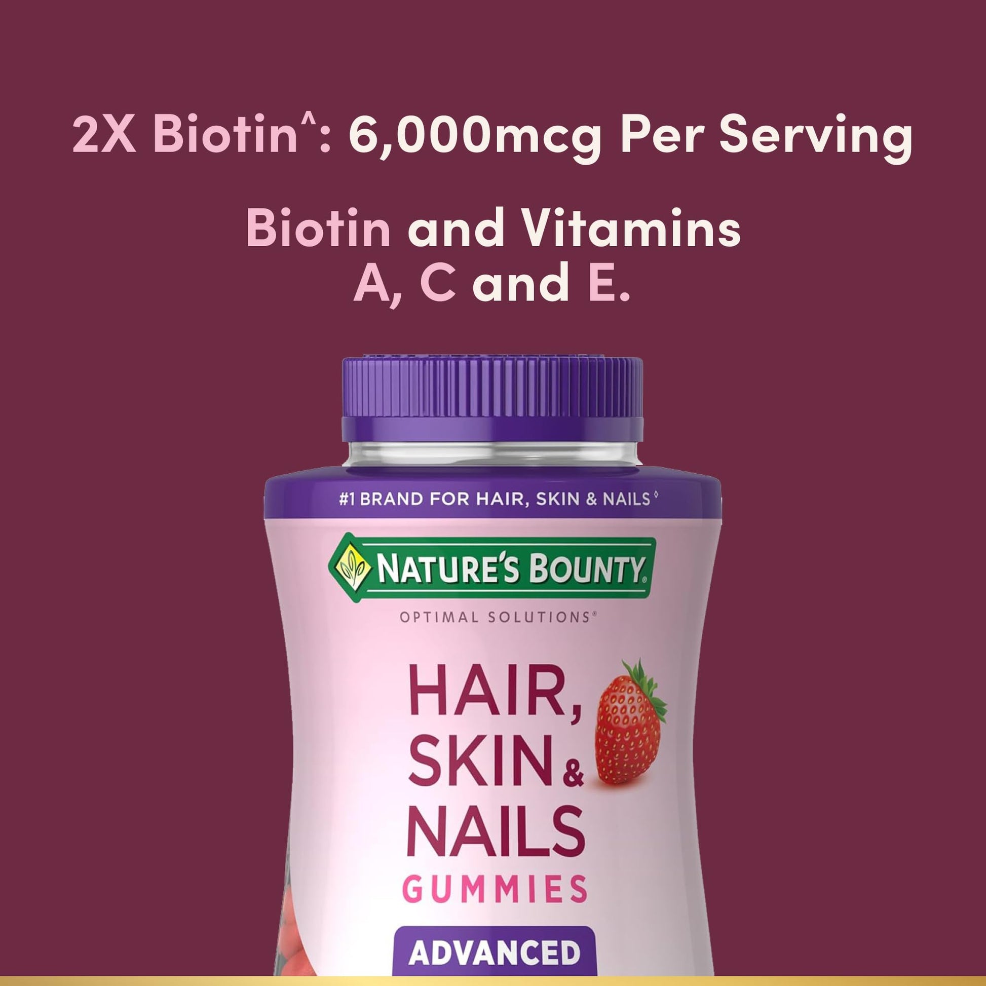 Gomitas rosa para cuidado de cabello y piel Nature's Bounty