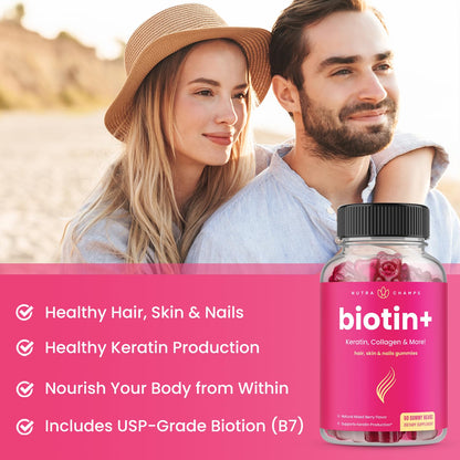Gomitas sabor agradable NutraChamps biotina y colágeno