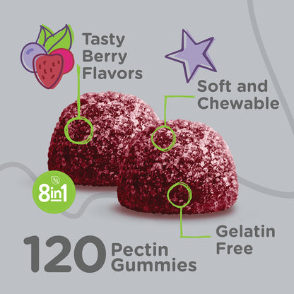 Gomitas sabor bayas suaves y masticables sin gelatina 120 unidades
