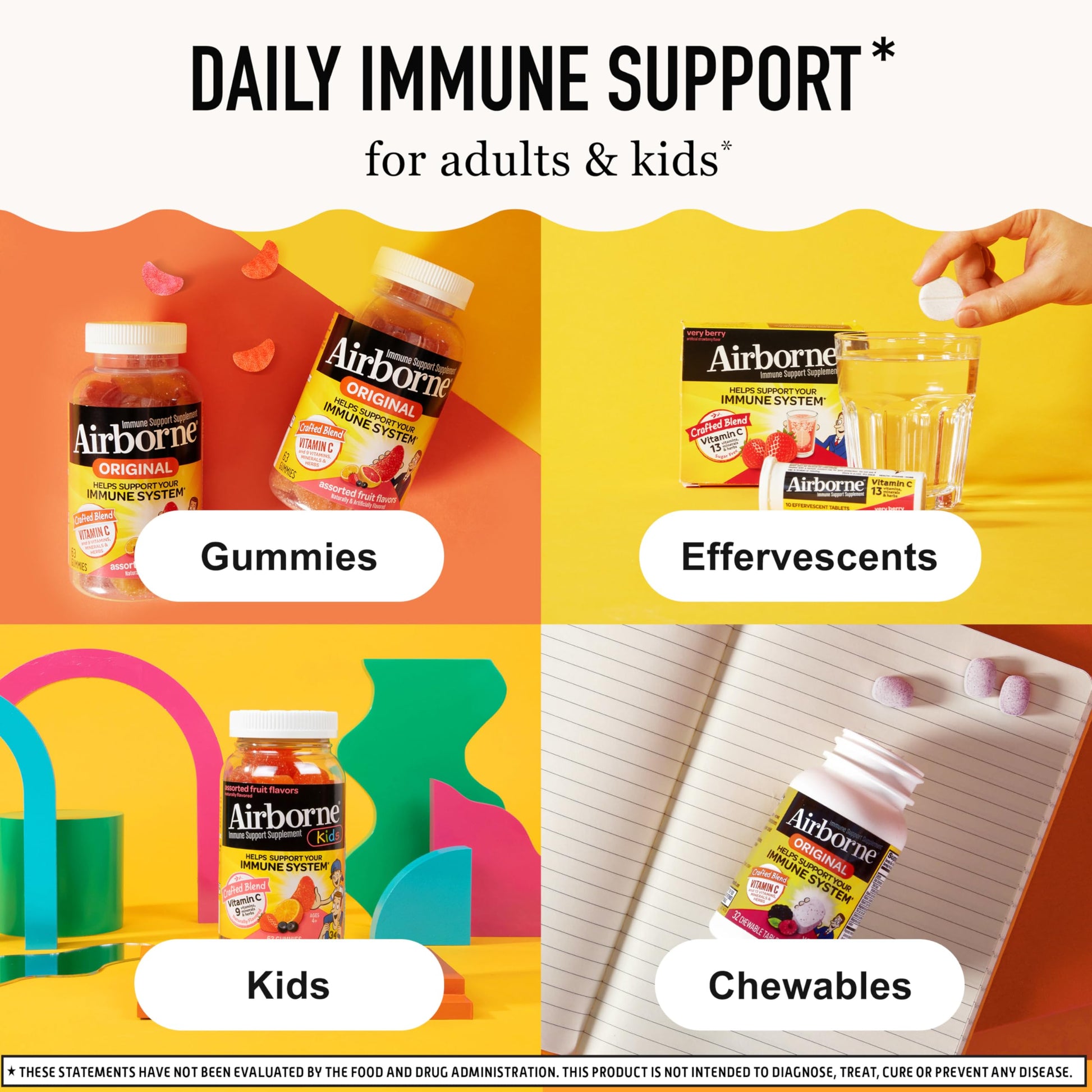 Gomitas sabor fruta Airborne apoyo inmunológico adultos y niños