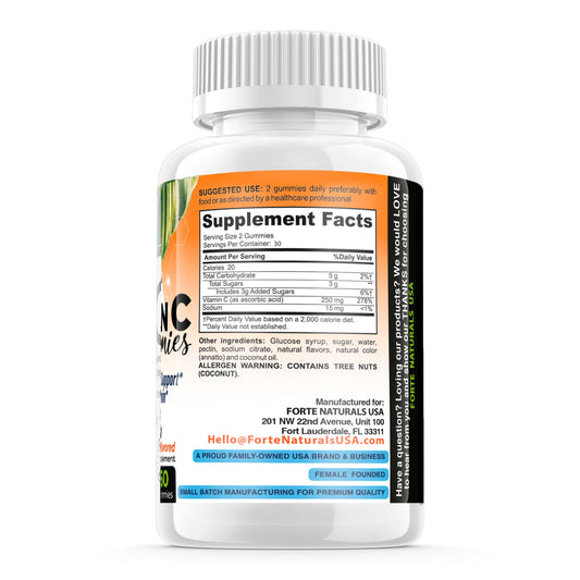 Gomitas sabor naranja natural vitamina C y zinc adultos