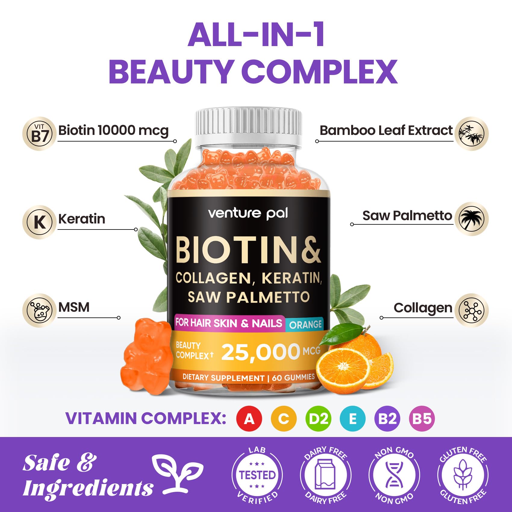 Gomitas sabor naranja Venture Pal suplemento belleza