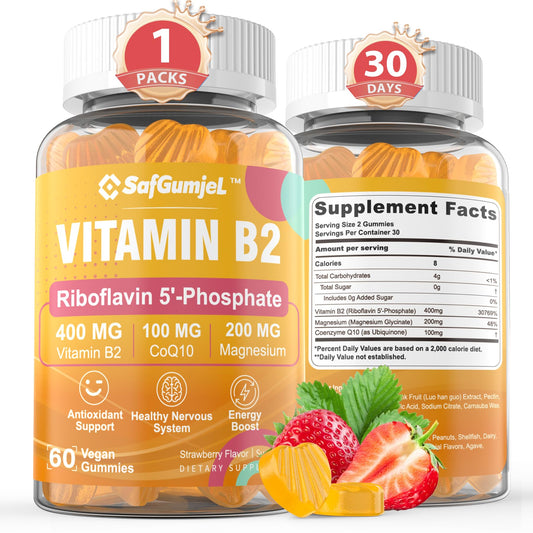 Gomitas Safgumjel vitamina B2 bioactiva con magnesio y CoQ10