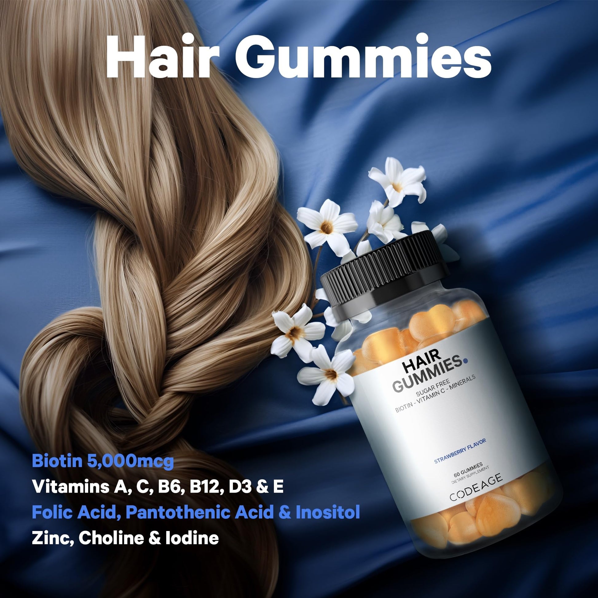 Gomitas para salud cabello piel uñas sabor coco fresa