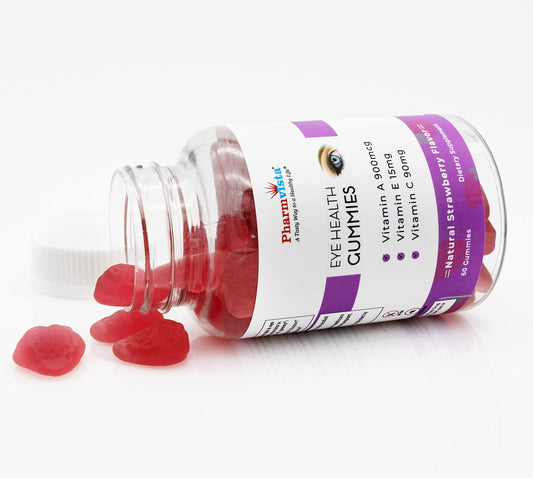 Gomitas para salud ocular Pharmvista en frasco con vitaminas A C E