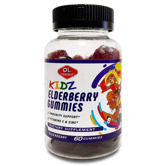 Gomitas saúco Olympian Labs para niños envase frontal