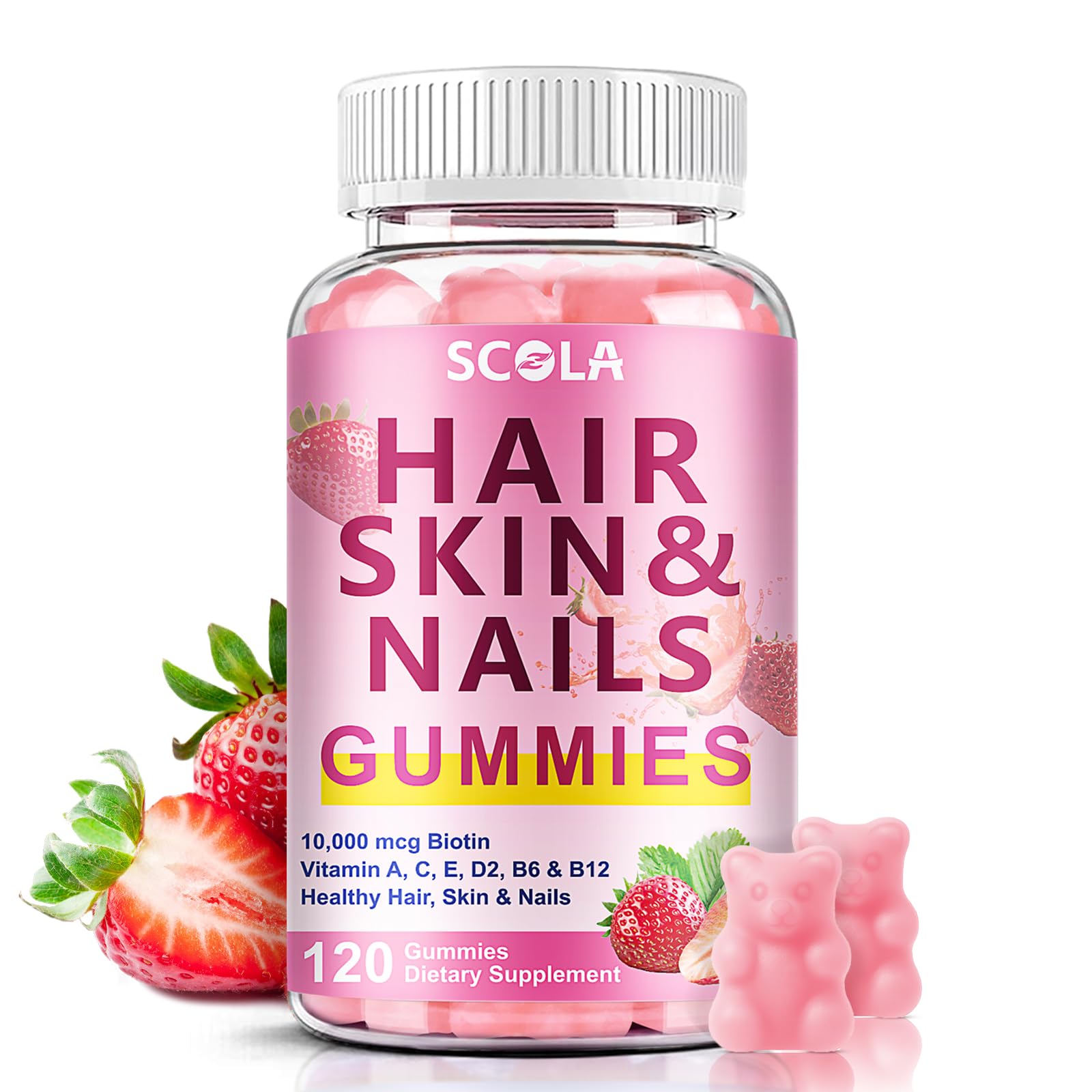 Gomitas SCOLA para cabello, piel y uñas saludables 120 unidades