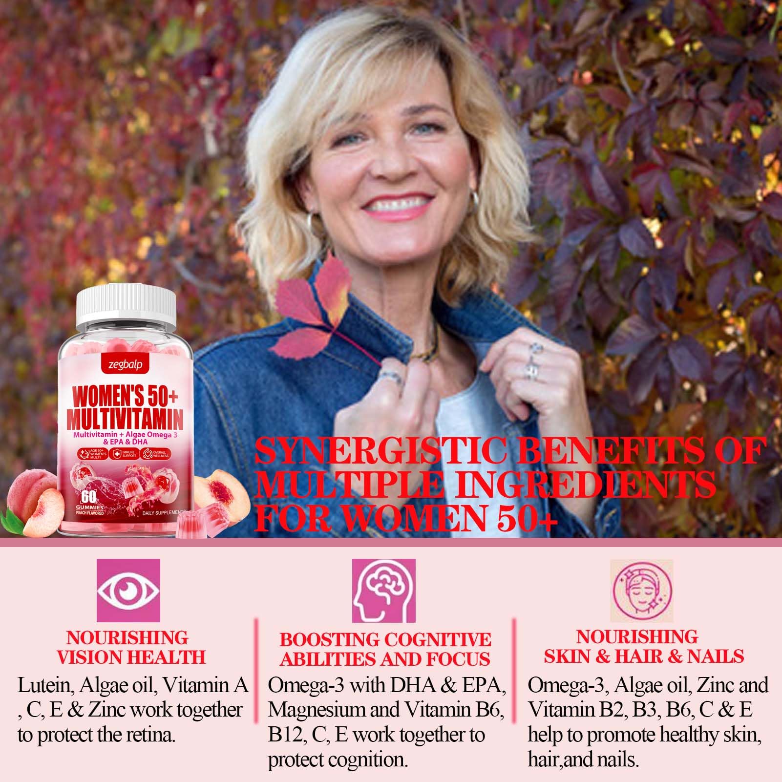 Gomitas multivitamínicas sin azúcar para mujeres - energía y bienestar