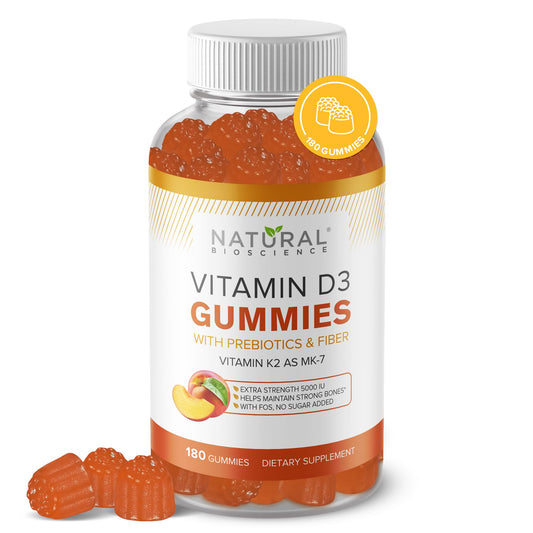 Gomitas sin azúcar vitamina D3 K2 sabor durazno paquete 180