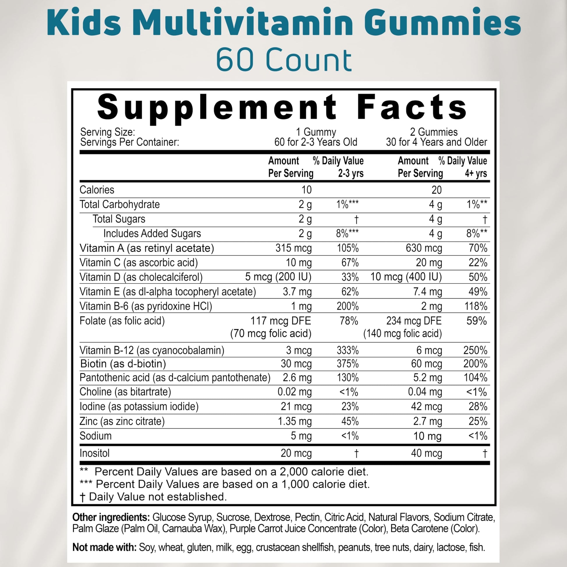 Gomitas multivitamínicas para niños sin gelatina ni gluten