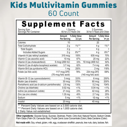 Gomitas multivitamínicas para niños sin gelatina ni gluten