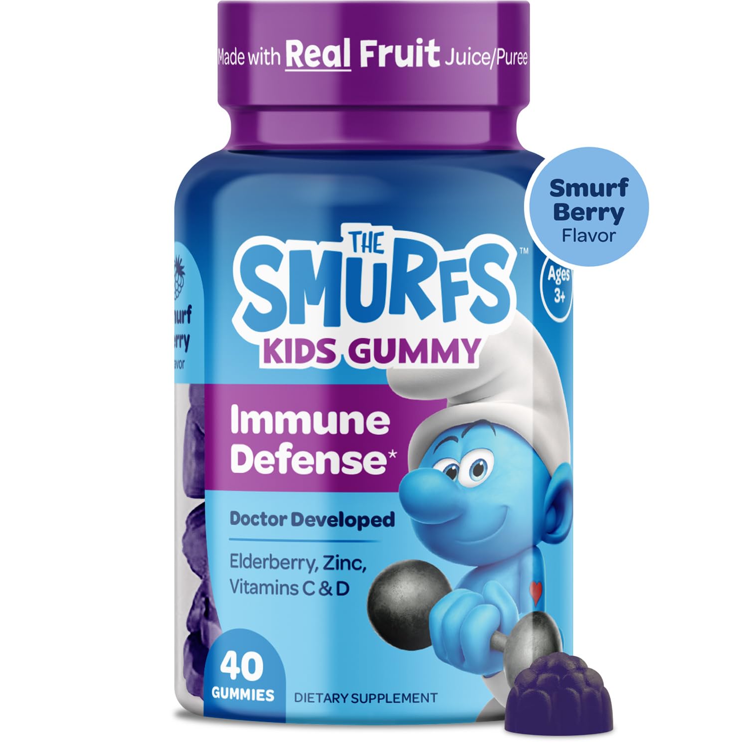 Gomitas Smurfs sin GMO ni edulcorantes artificiales niños