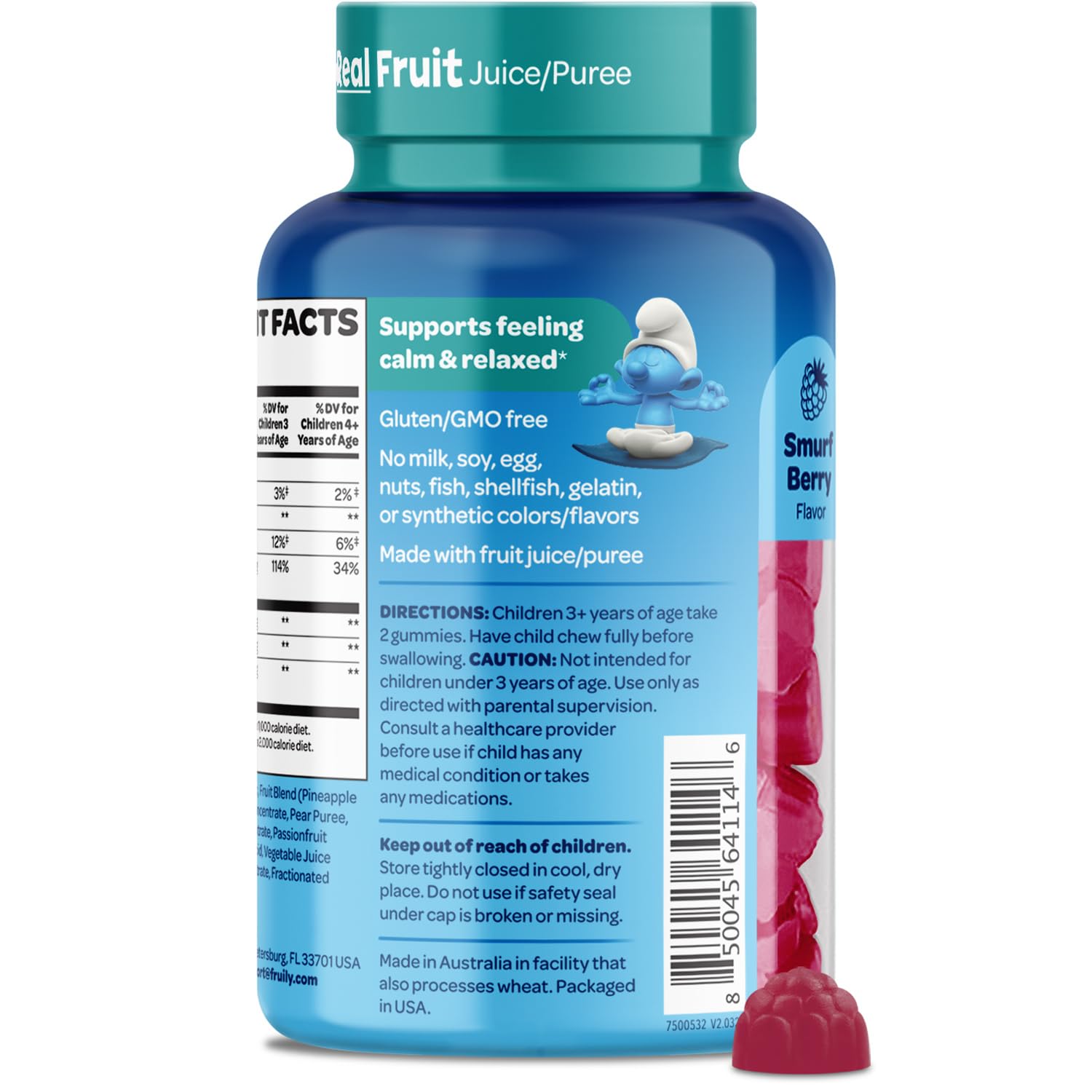 Gomitas Smurfs sin sabores artificiales ni colores