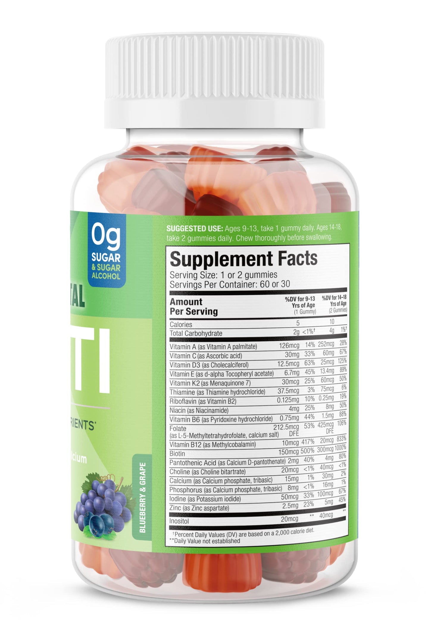 Multivitamínico SUKU componentes nutricionales detallados
