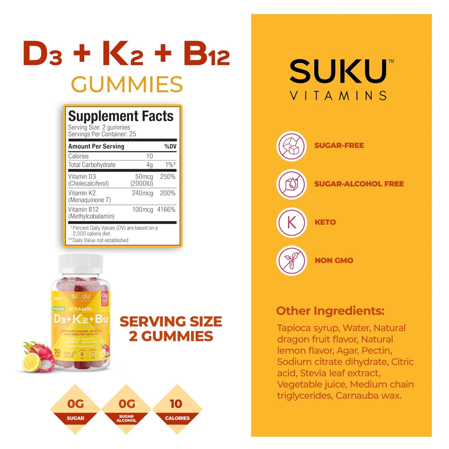 Gomitas SUKU sabor limón fruta del dragón sin azúcar