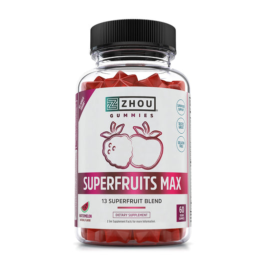 bote de gomitas multivitamínicas de superfrutas zhou nutrition