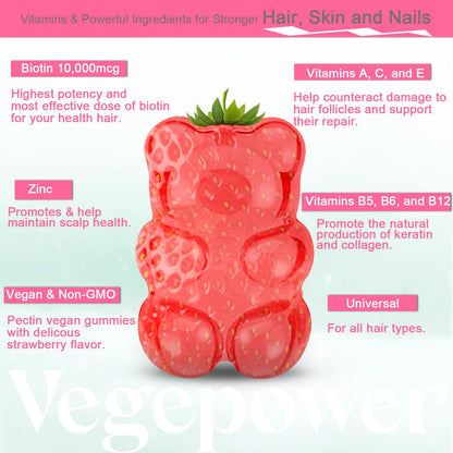 Gomitas veganas biotina y vitaminas para crecimiento cabello