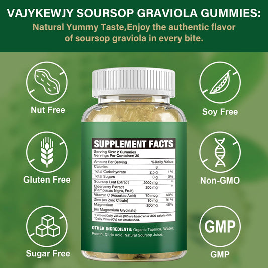 Gomitas veganas de guanábana con vitamina C y zinc
