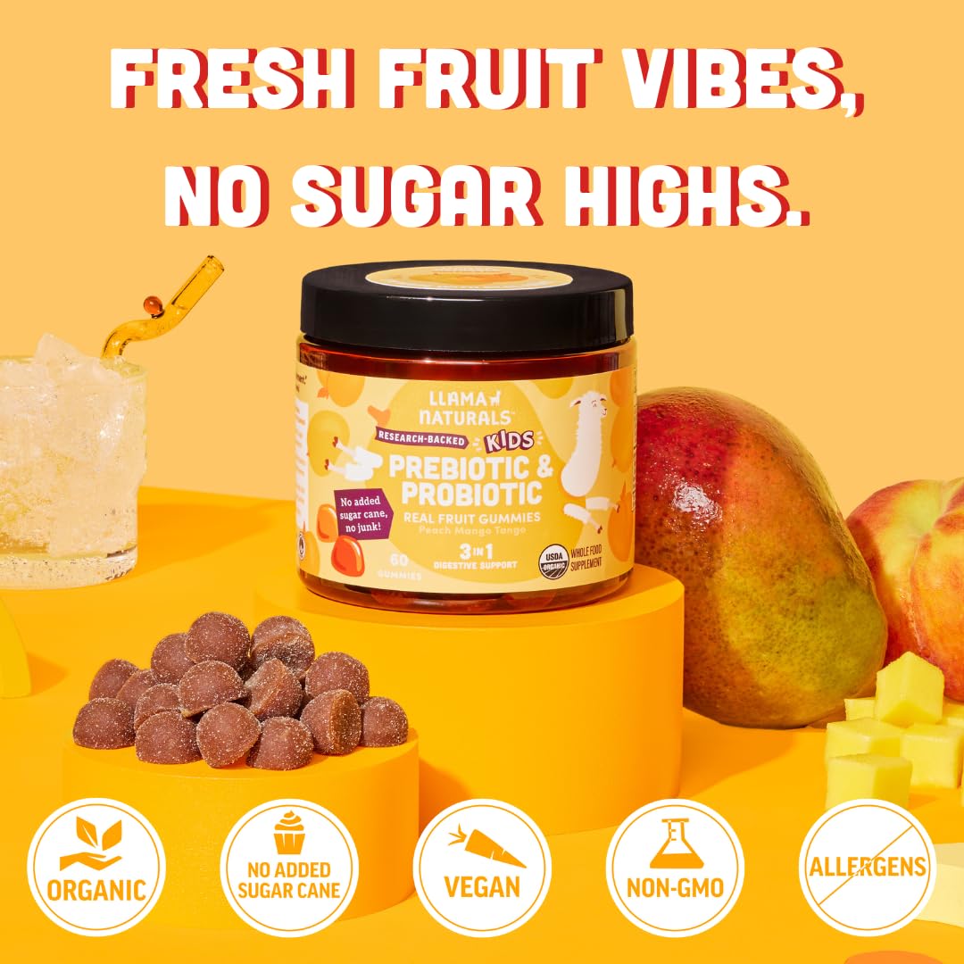 gomitas veganas orgánicas sabor durazno mango para salud intestinal infantil