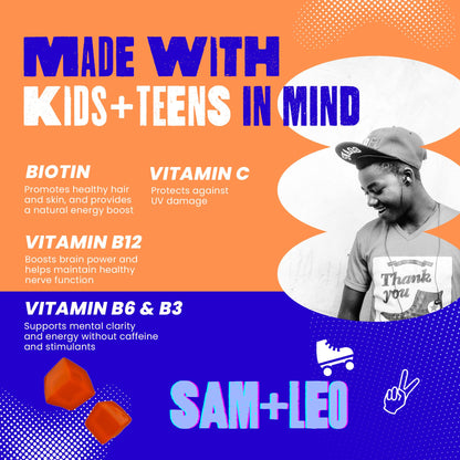 Gomitas veganas SAM+LEO vitaminas b3 b6 b12 fresa