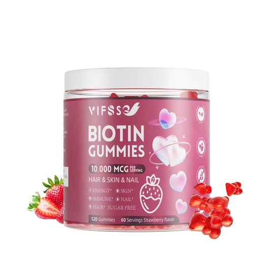 Gomitas veganas de biotina 10,000mcg para cabello fuerte