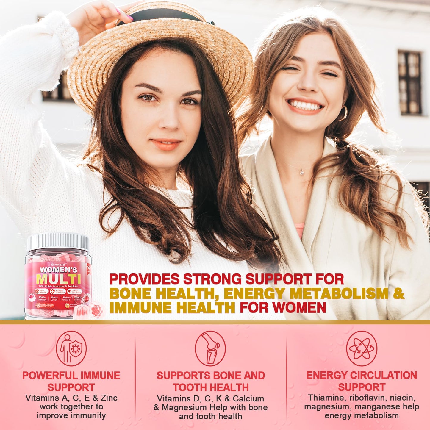 Gomitas veganas para mujeres con salud de pelo, uñas y piel