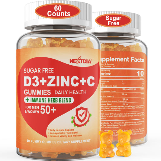 Gomitas veganas Vitamina C D3 Zinc Nextdia para adultos mayores