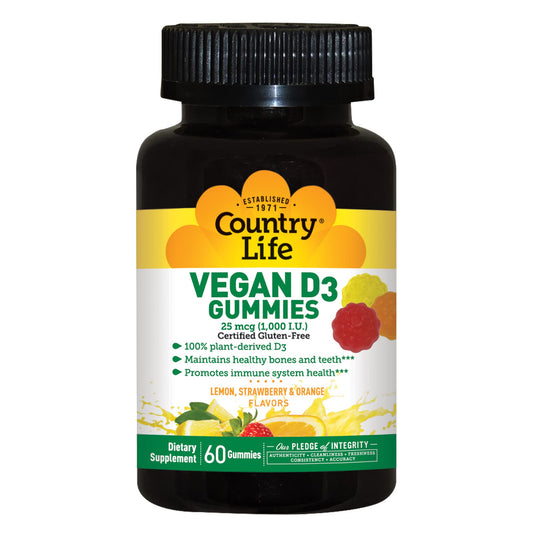 Gomitas veganas vitamina d3 country life 60 unidades