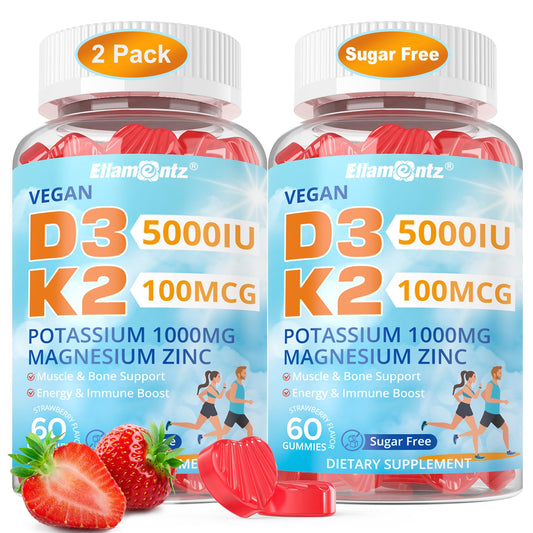 Gomitas veganas vitamina D3 K2 sabor fresa 120 unidades