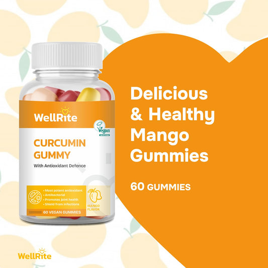 Gomitas veganas de Wellrite - 60 piezas sabor mango