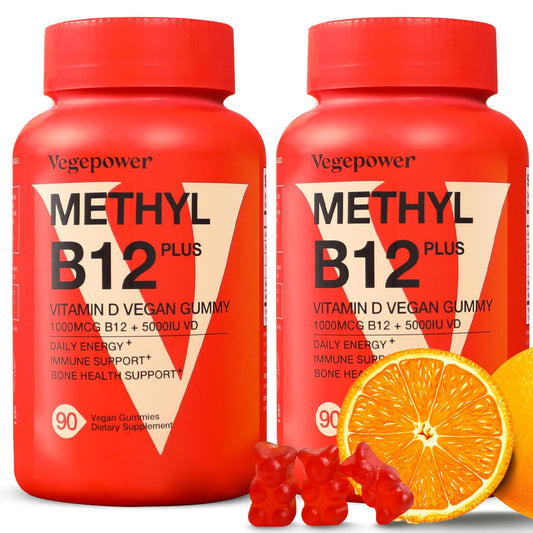 Gomitas VEGEPOWER vitamina B12 1000mcg y vitamina D sabor naranja
