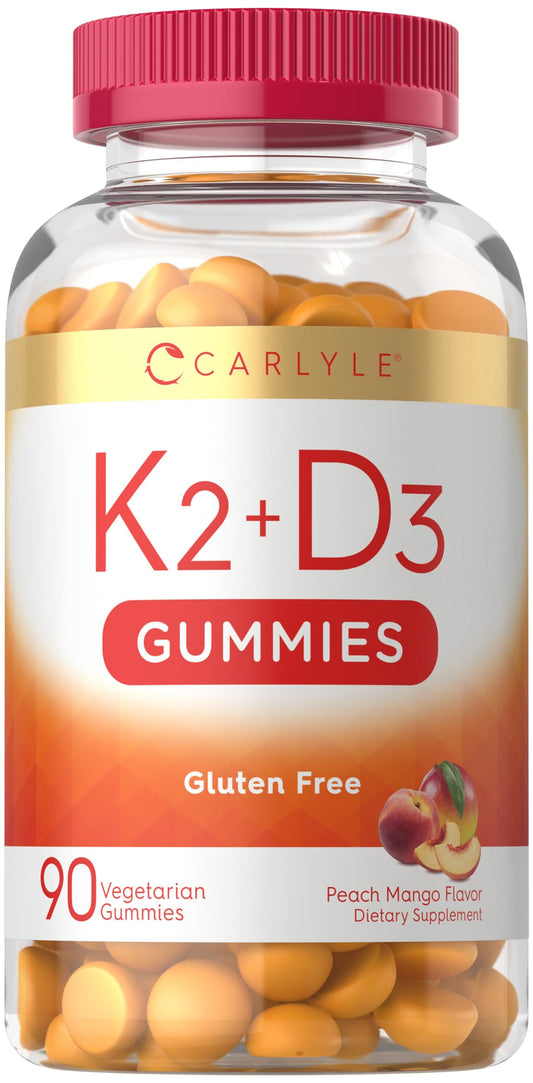 Botella de gomitas vegetarianas Carlyle de vitamina D3 y K2