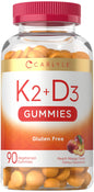 Botella de gomitas vegetarianas Carlyle de vitamina D3 y K2