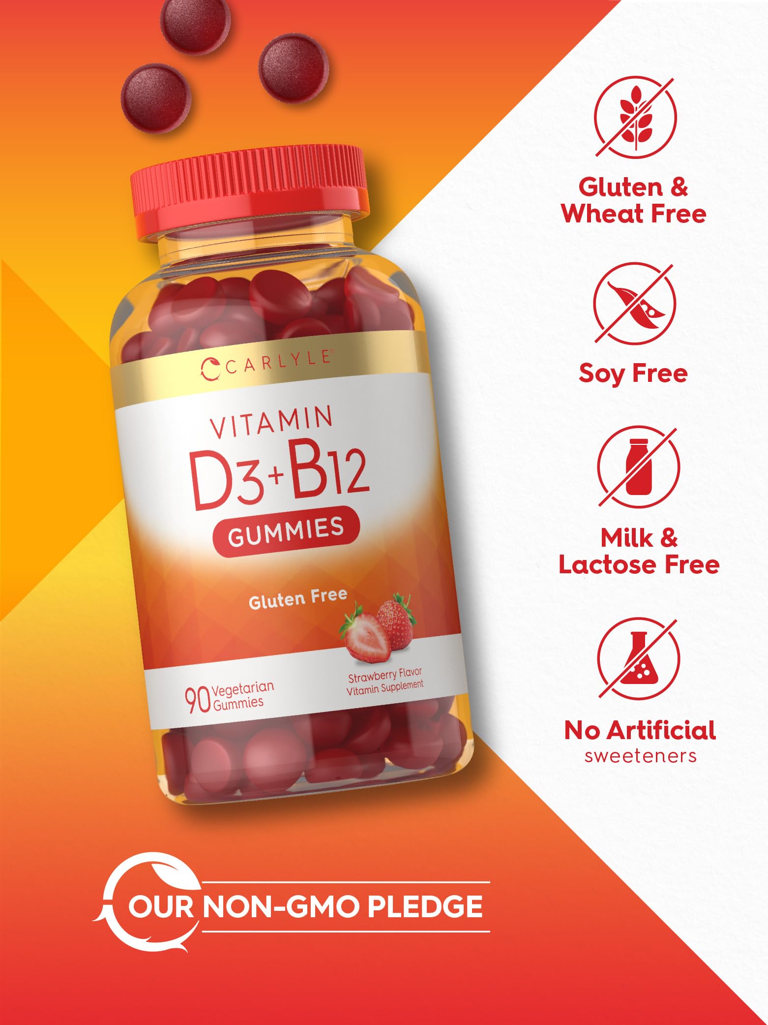 Gomitas vegetarianas Carlyle vitaminas d3 b12 sin GMO